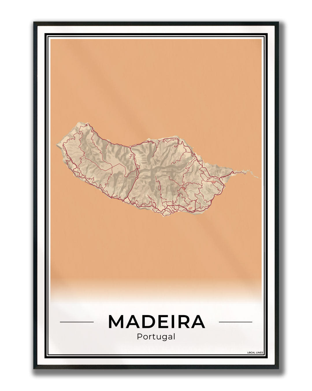 Madeira Eilandkaart – Poster - Terracotta ingelijst