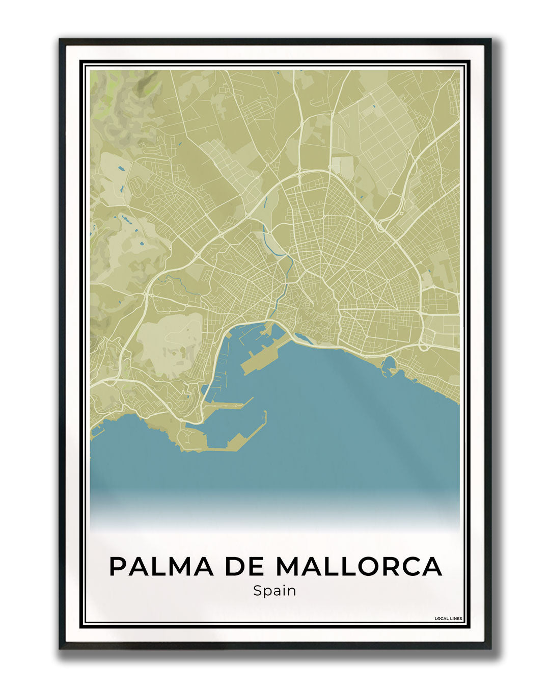 Palma de Mallorca Stadskaart – Poster - Moss ingelijst