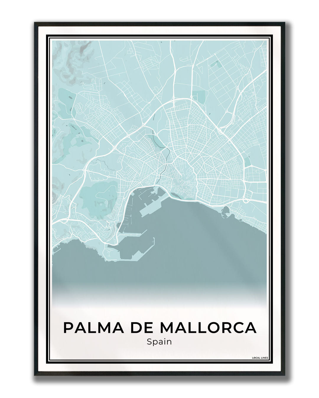 Palma de Mallorca Stadskaart – Poster - Sky ingelijst