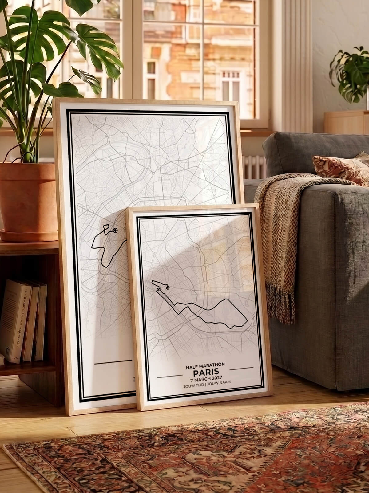 Marathon Parijs en halve marathon posters in interieur algemeen