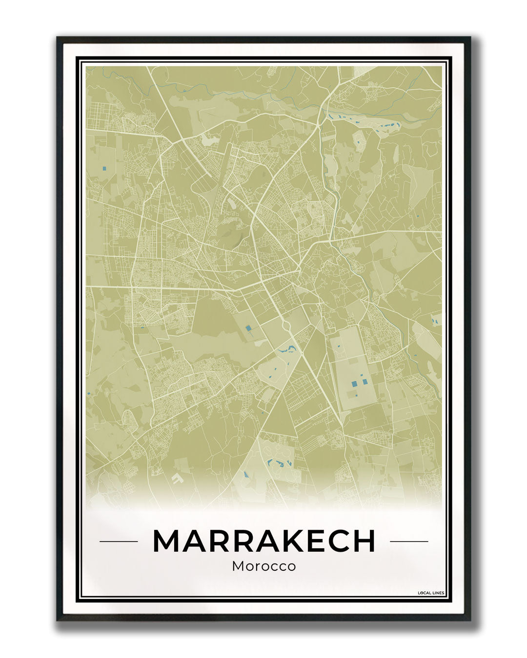 Marrakech Stadskaart – Poster - Moss ingelijst