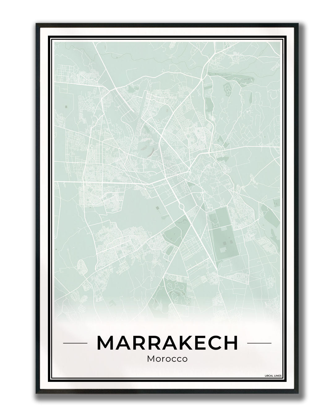 Marrakech Stadskaart – Poster - Sage ingelijst