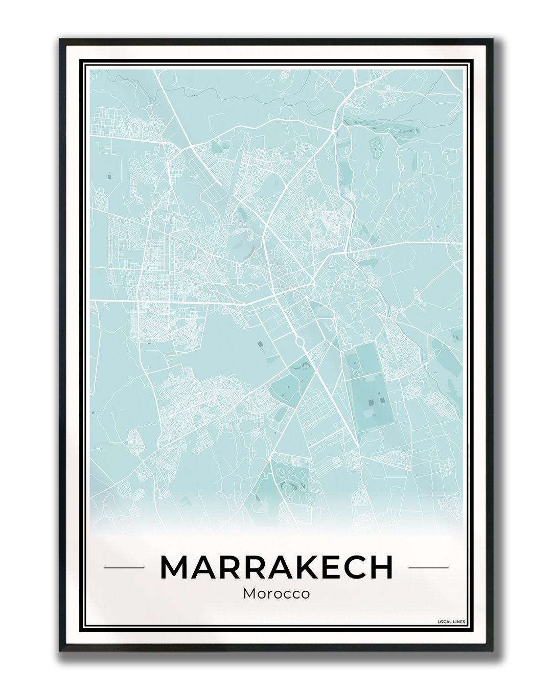Marrakech Stadskaart – Poster - Sky ingelijst