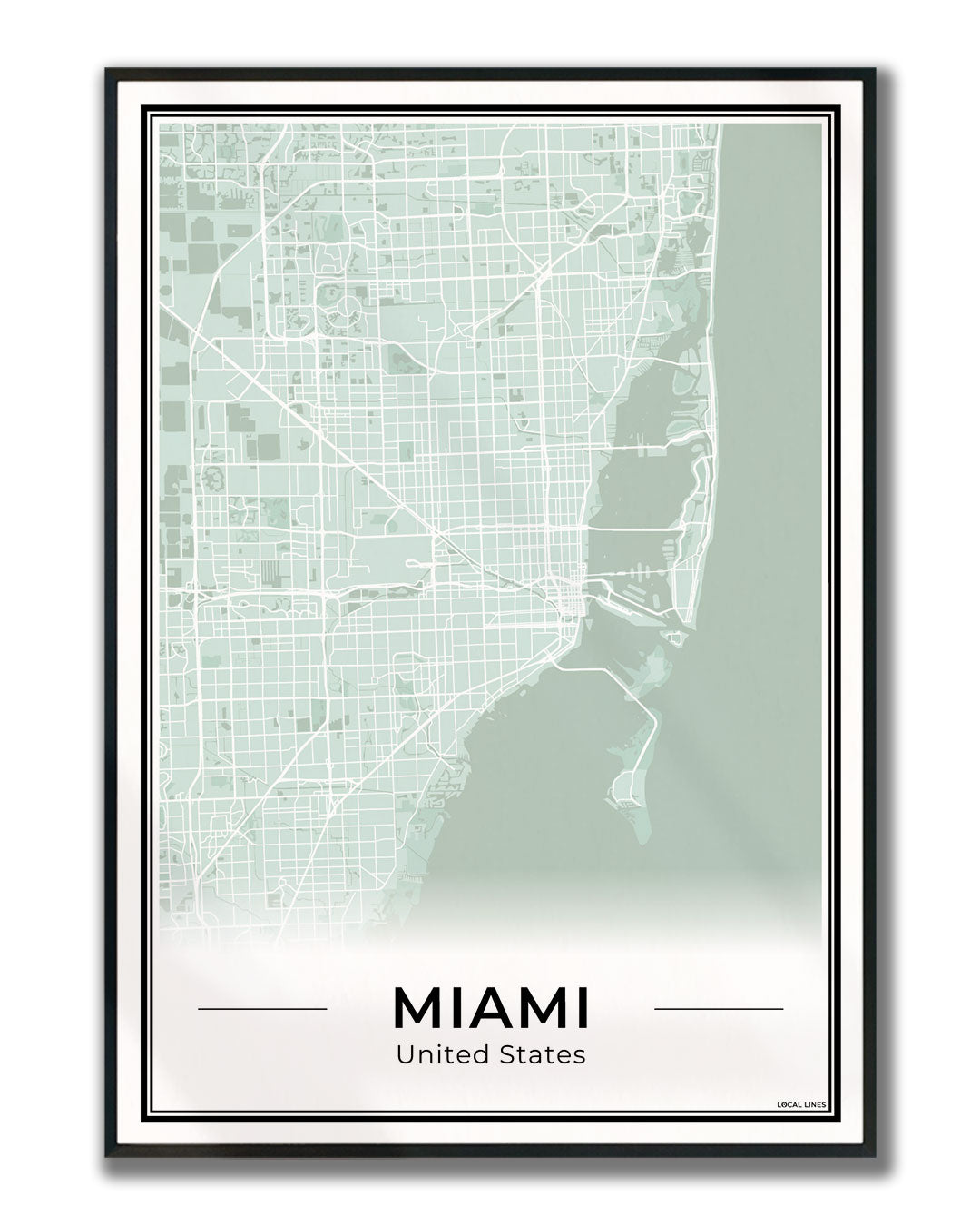 Miami Stadskaart – Poster - Sage ingelijst