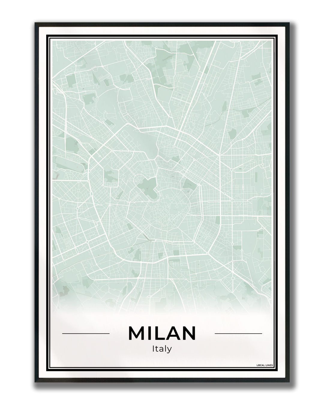 Milaan Stadskaart – Poster - Sage ingelijst