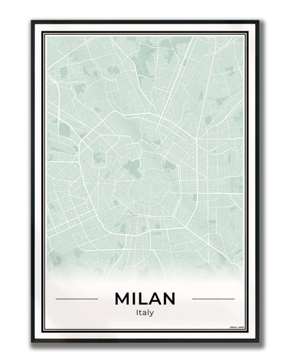 Milaan Stadskaart – Poster - Sage ingelijst