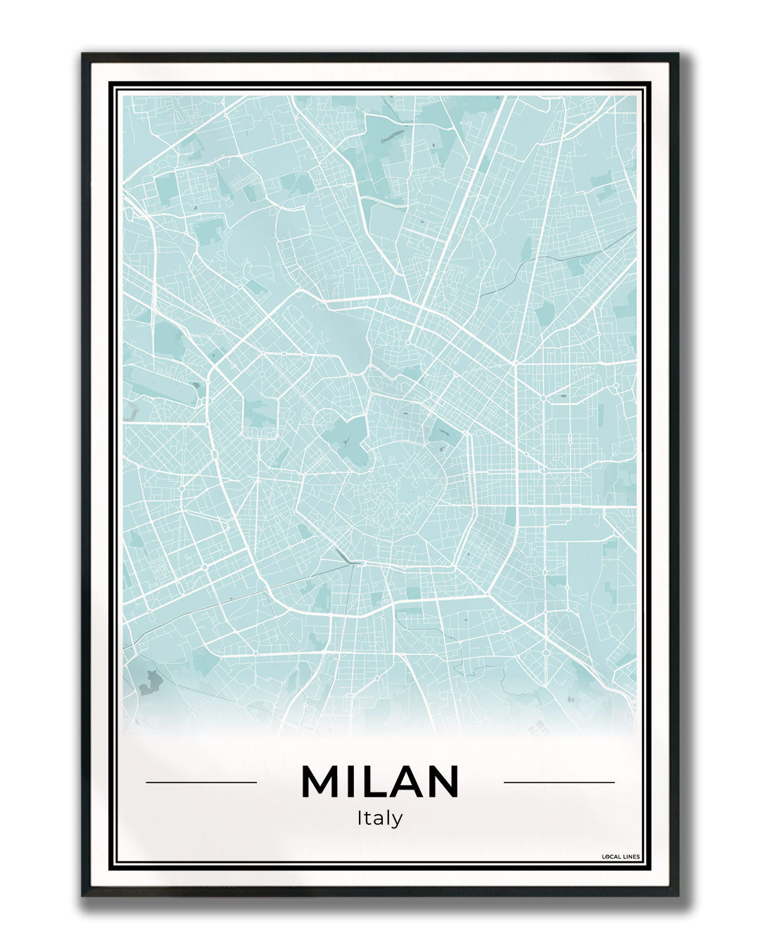 Milaan Stadskaart – Poster - Sky ingelijst