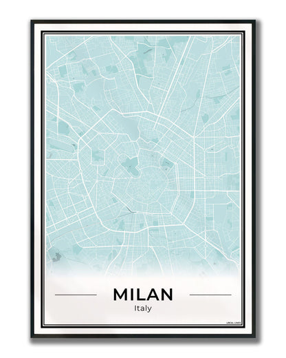 Milaan Stadskaart – Poster - Sky ingelijst