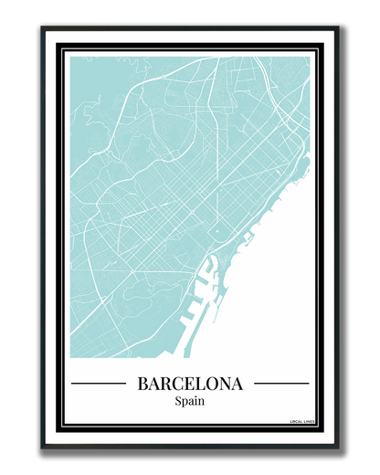 Barcelona - Poster Aqua Blue