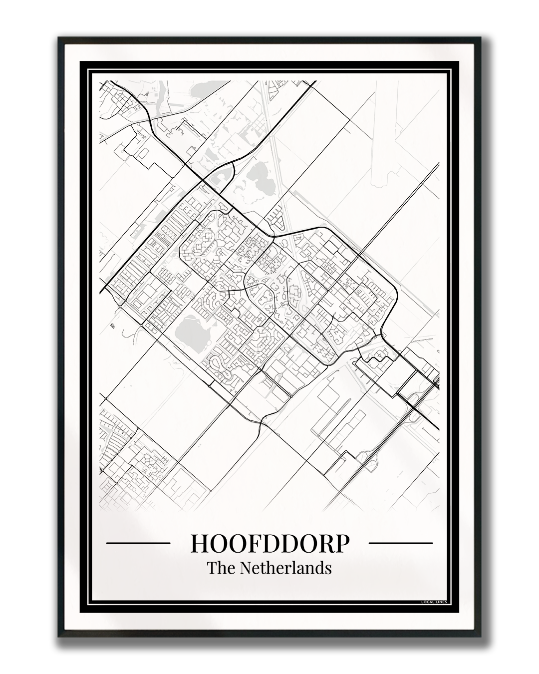 Hoofddorp — Minimalistische stadskaart poster