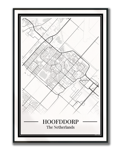 Hoofddorp — Minimalistische stadskaart poster