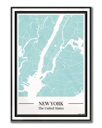 New York City - Poster Aqua Blue