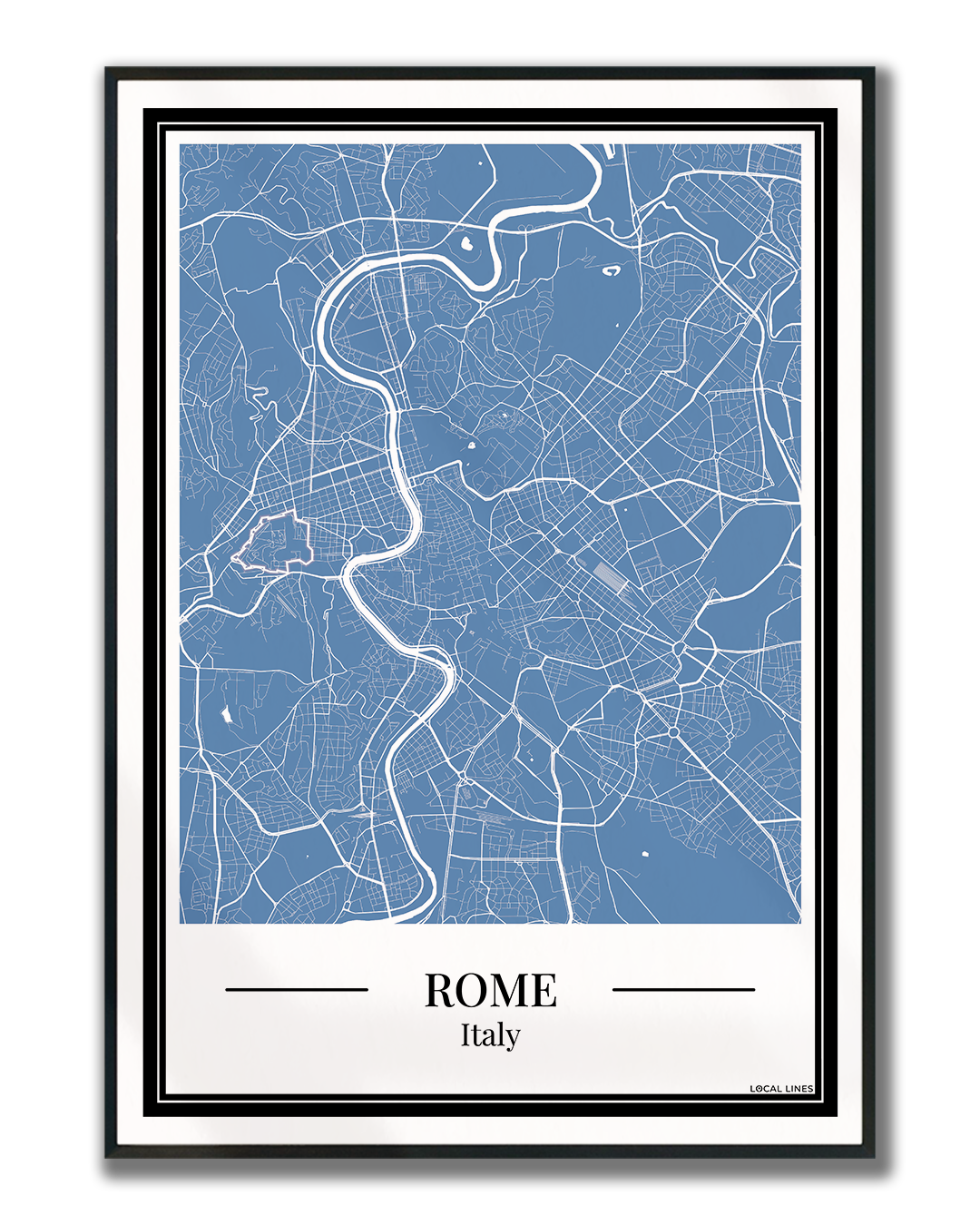 Rome stadskaart poster – Blauw