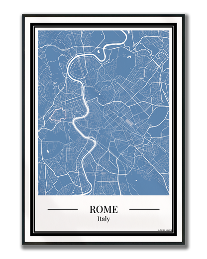Rome stadskaart poster – Blauw