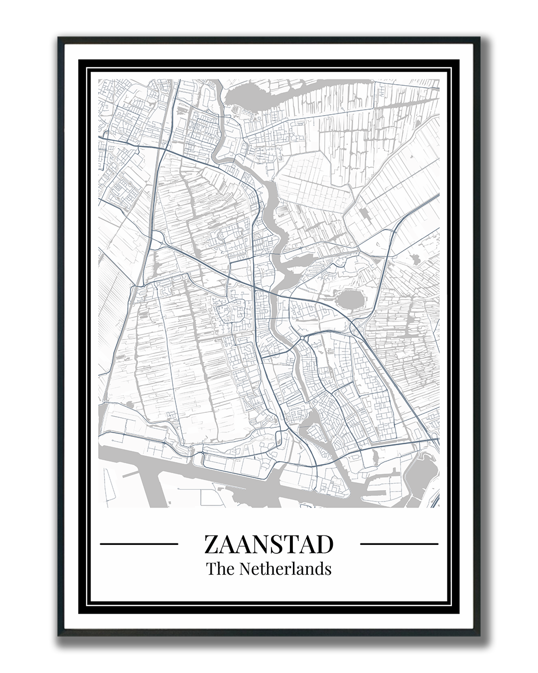 Zaanstad stadskaart poster – Blauw