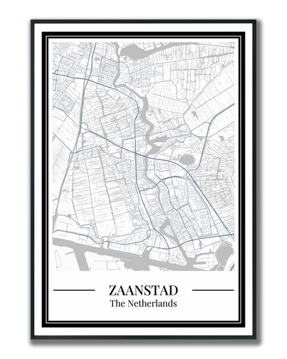 Zaanstad stadskaart poster – Blauw