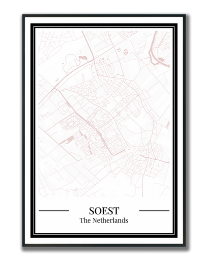 Soest Dorpskaart Poster - Roze