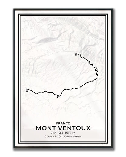 Mont Ventoux fietsroute poster in lijst - cadeau voor wielrenner