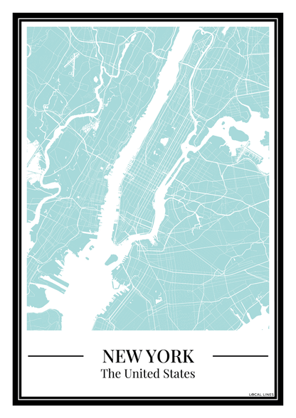 New York City - Poster Aqua Blue