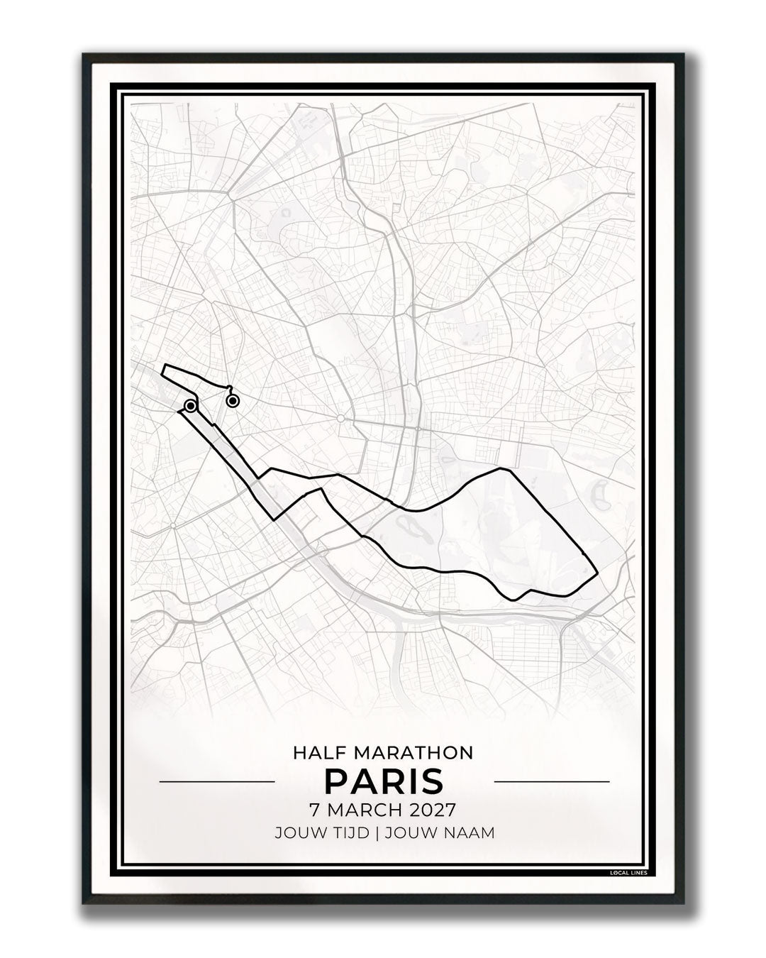 Halve marathon Parijs poster in lijst