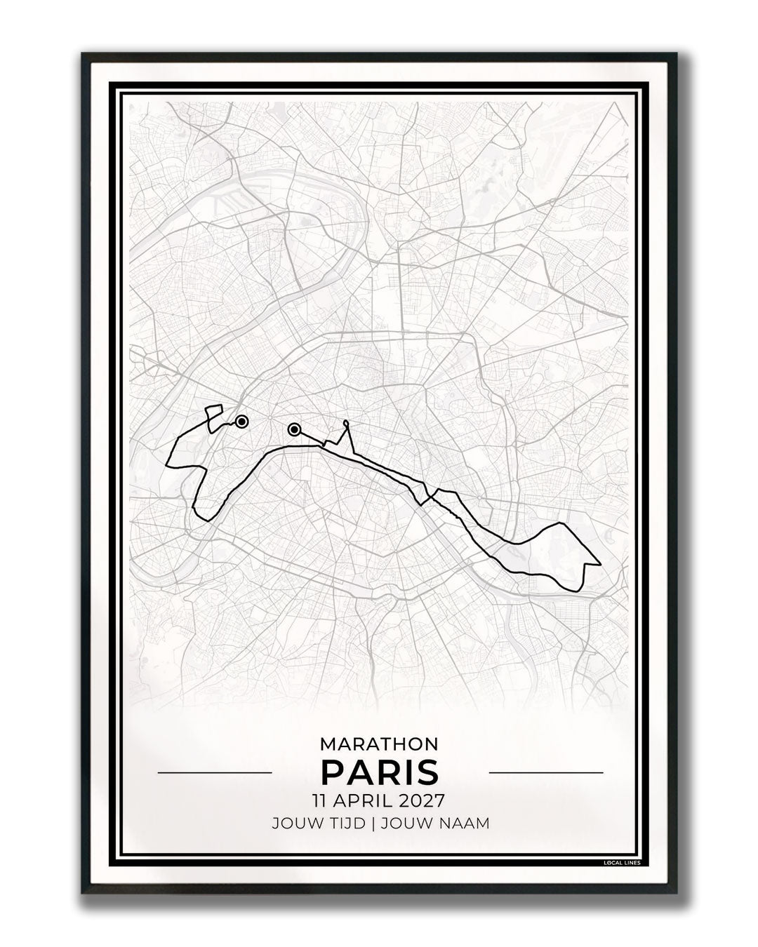 Marathon Parijs poster in lijst