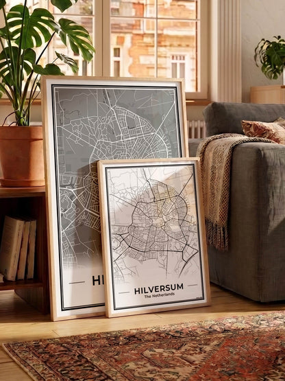 Stadskaart Hilversum Plattegrond voor Woonkamer in wit en grijs Algemeen