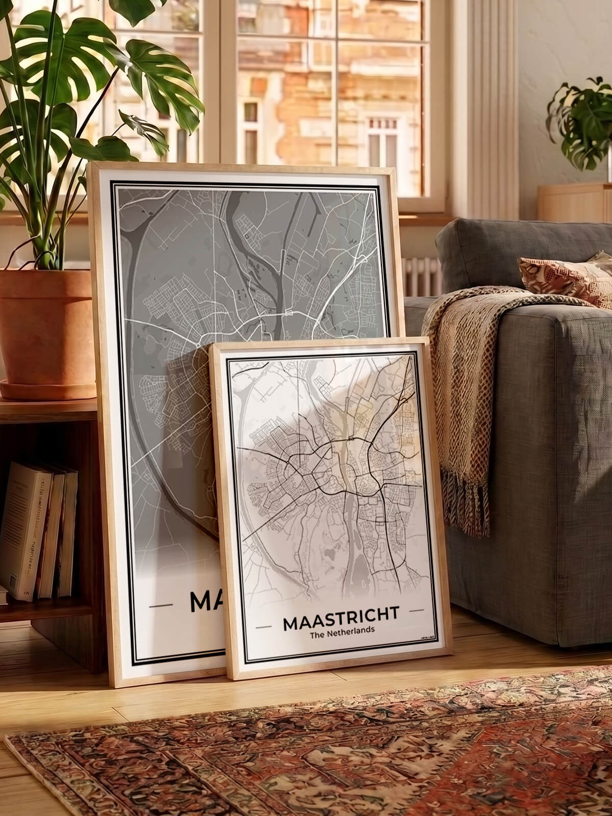 Plattegrond Maastricht Poster voor Woonkamer in wit en grijs Algemeen