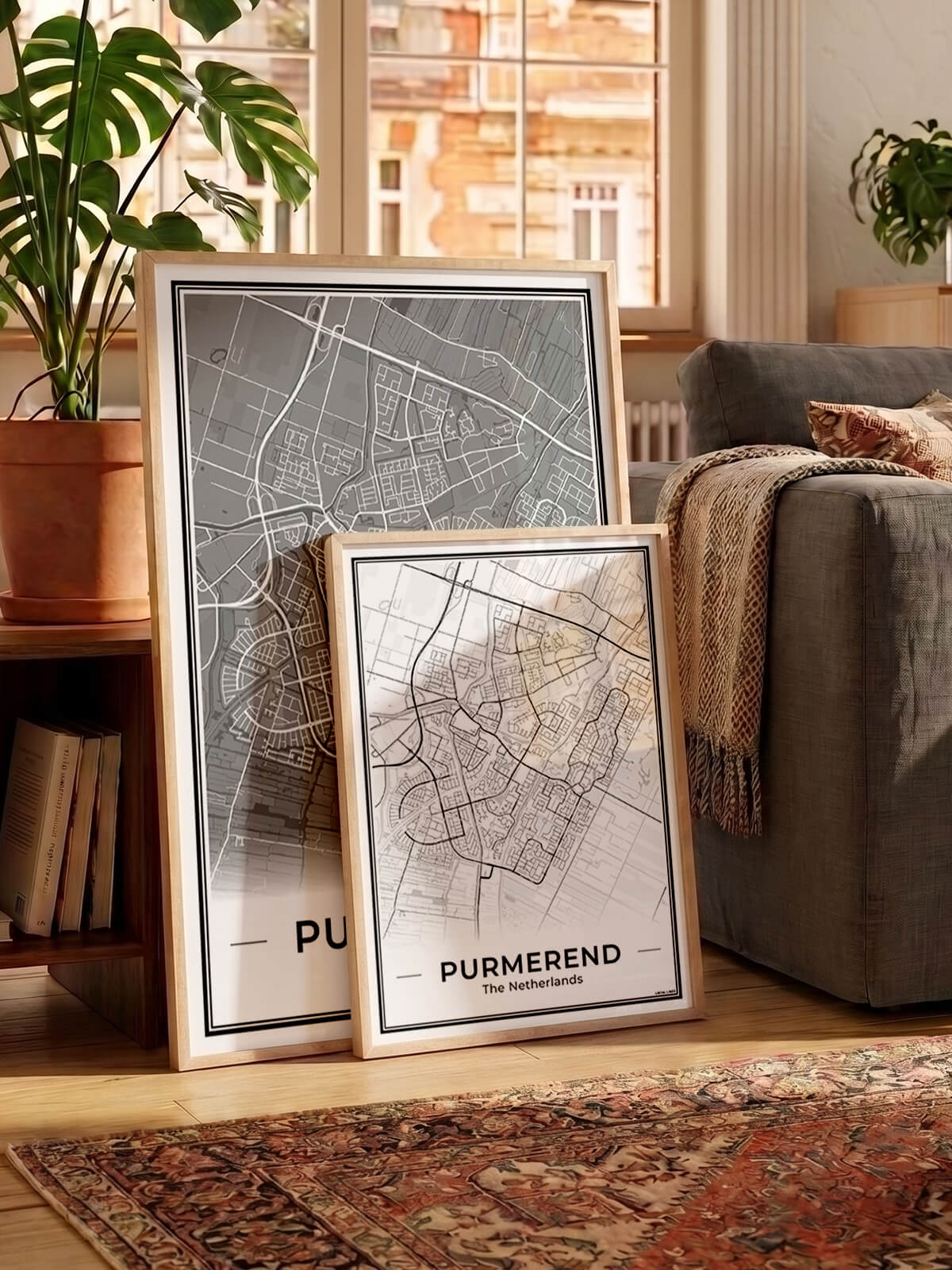 Plattegrond Purmerend Poster voor Woonkamer in wit en grijs Algemeen