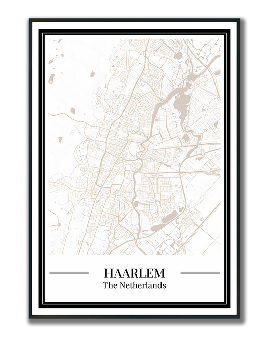 Plattegrondposter van Haarlem in beige