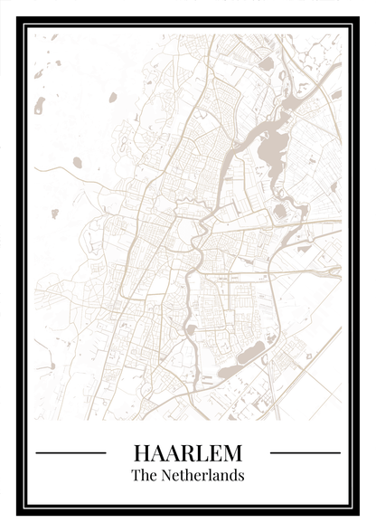 Plattegrondposter van Haarlem in beige kleur