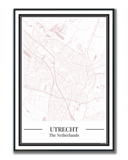 Poster van Utrecht Stadskaart in roze