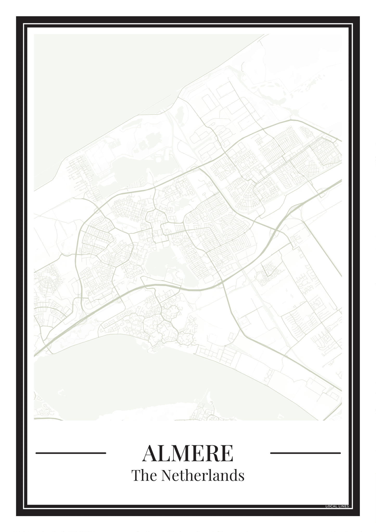 Almere Stadskaart Poster - Groen