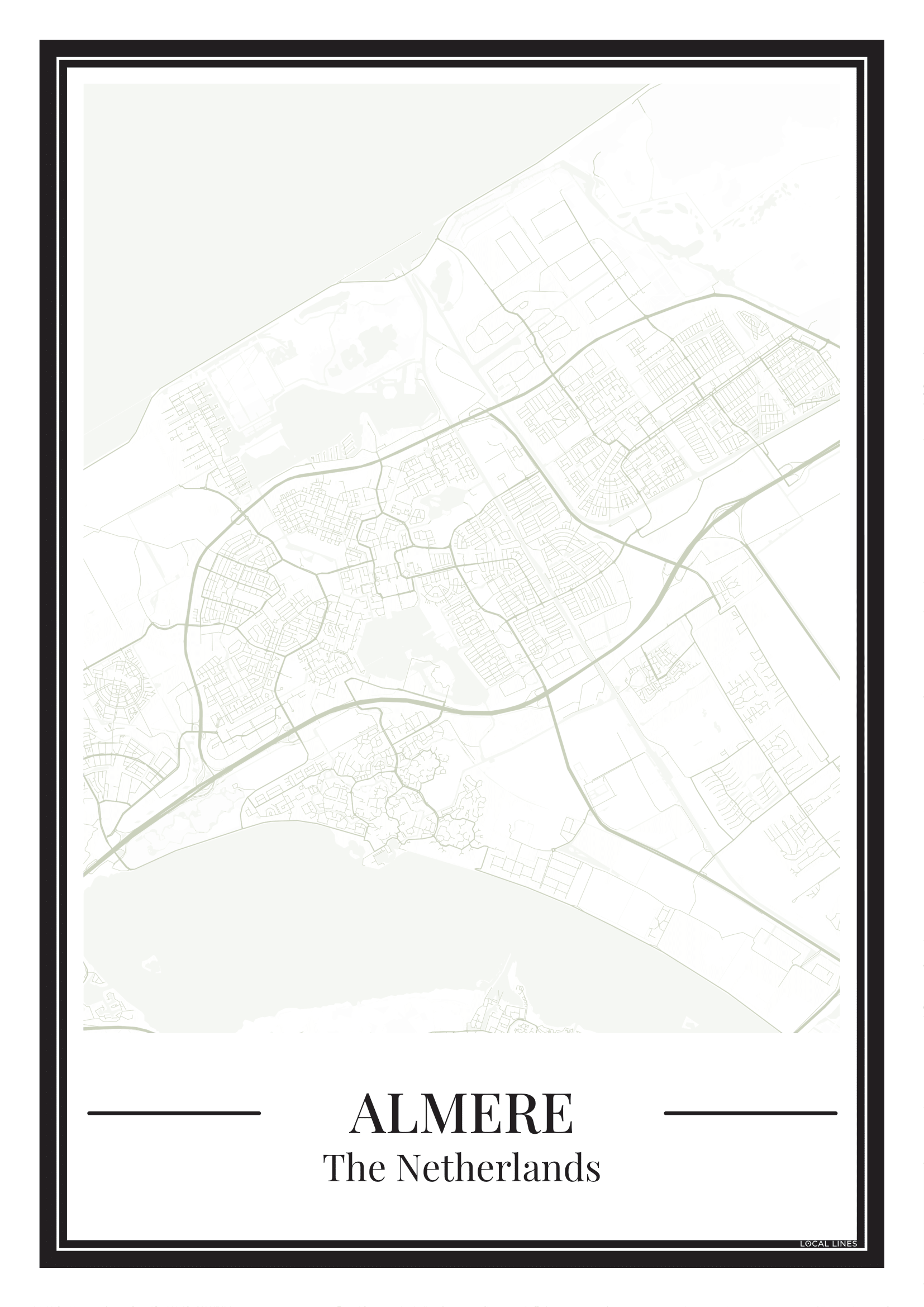 Almere Stadskaart Poster - Groen