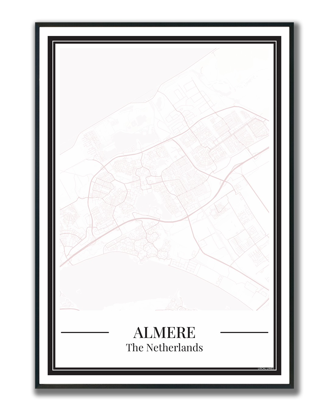 Almere Stadskaart Poster - Roze
