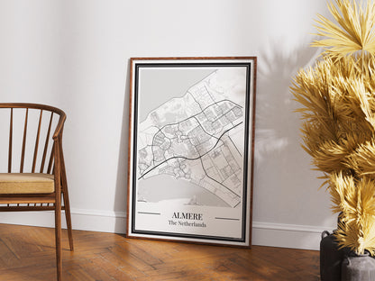Almere Stadskaart Poster - Roze