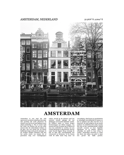 Poster Amsterdam met Foto van Stad en Tekst voor Wanddecoratie