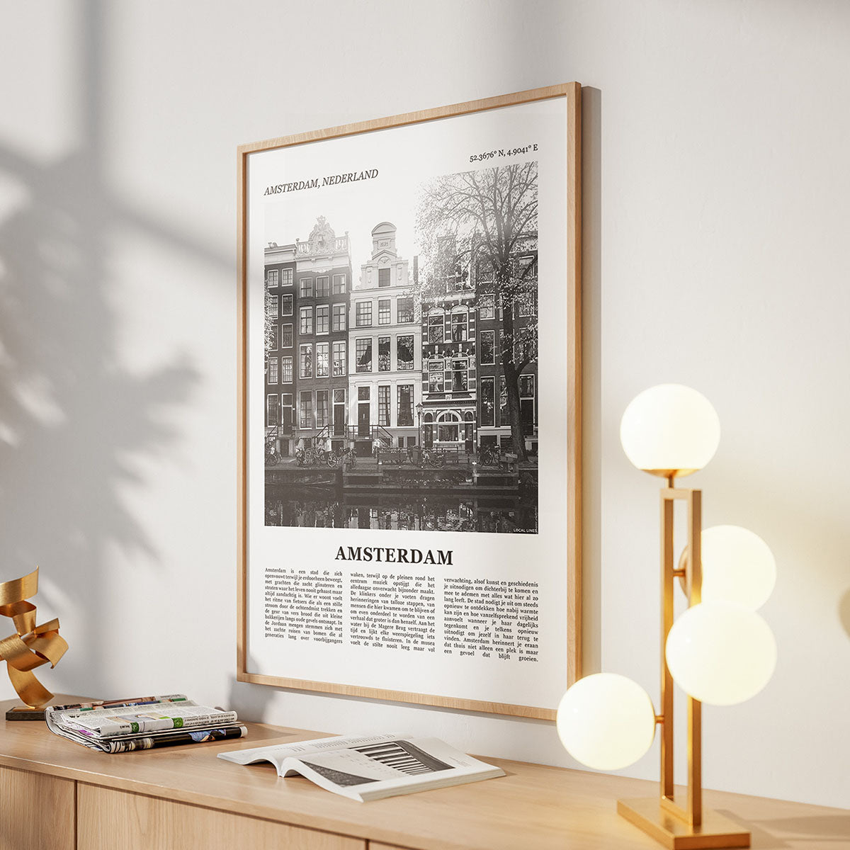 Poster van Amsterdam met Foto en Tekst in Interieur