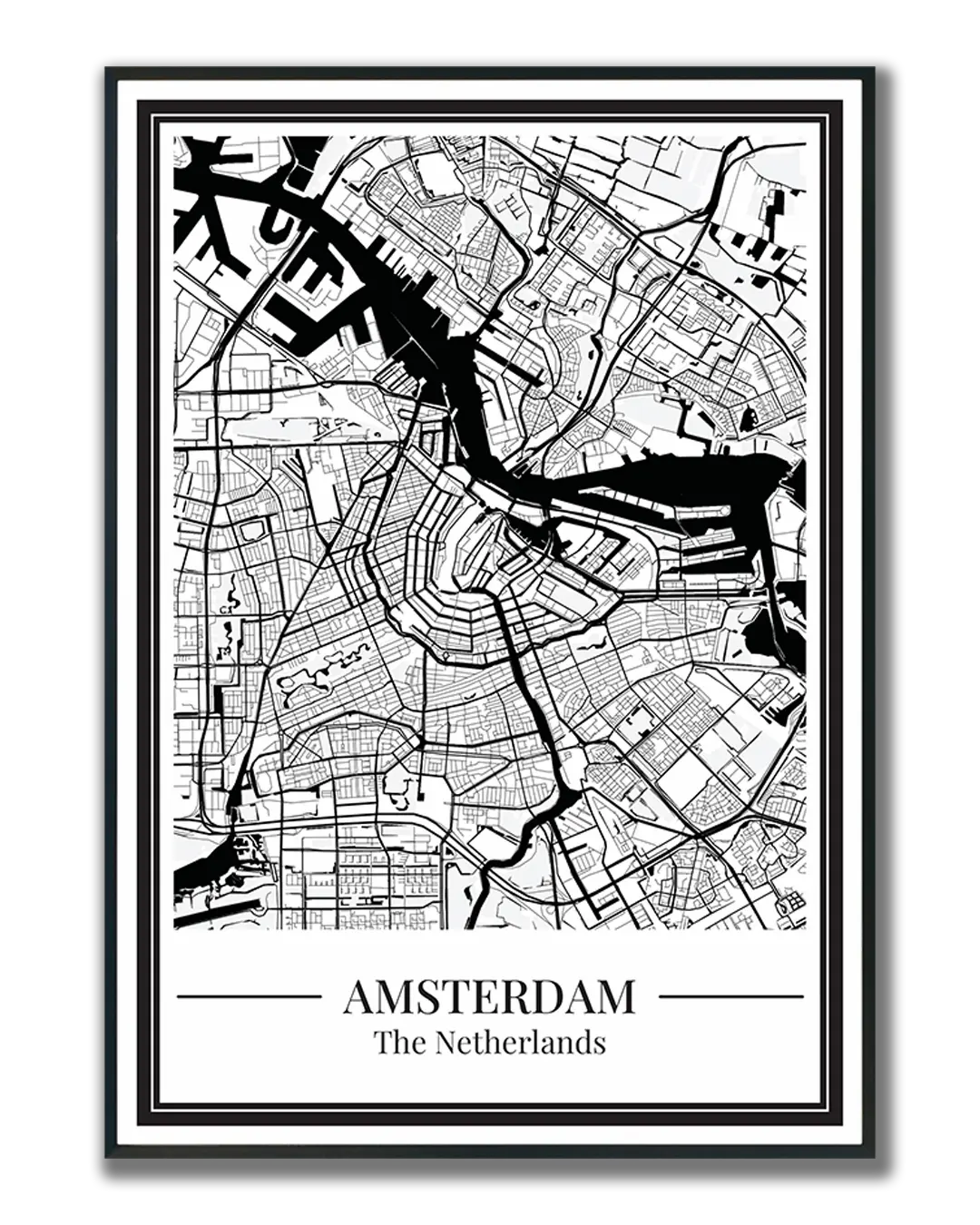 Poster Amsterdam van Stadskaart decoratie