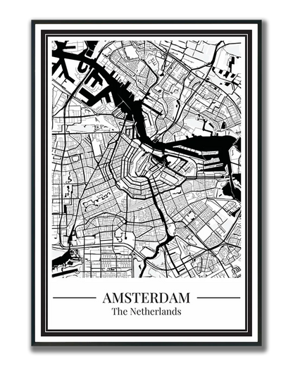Poster Amsterdam van Stadskaart decoratie