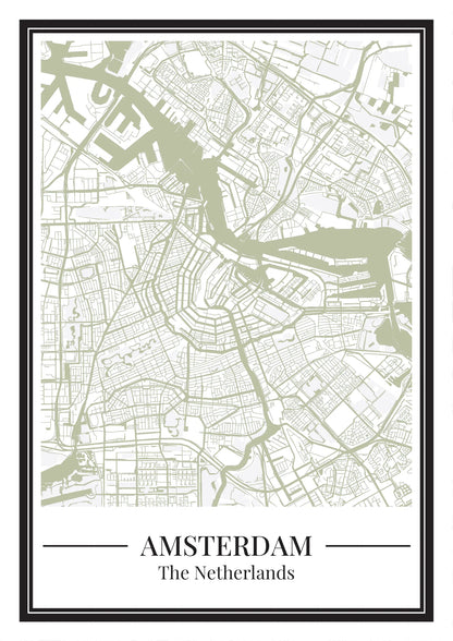 Poster Amsterdam van Stadskaart groen