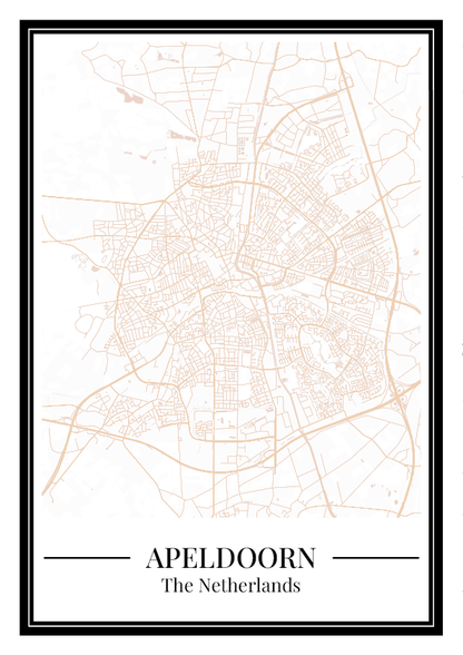 Poster Apeldoorn Stad | Beige plattegrond