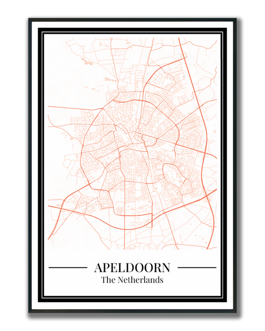 Poster Apeldoorn Stad | Plattegrond Oranje