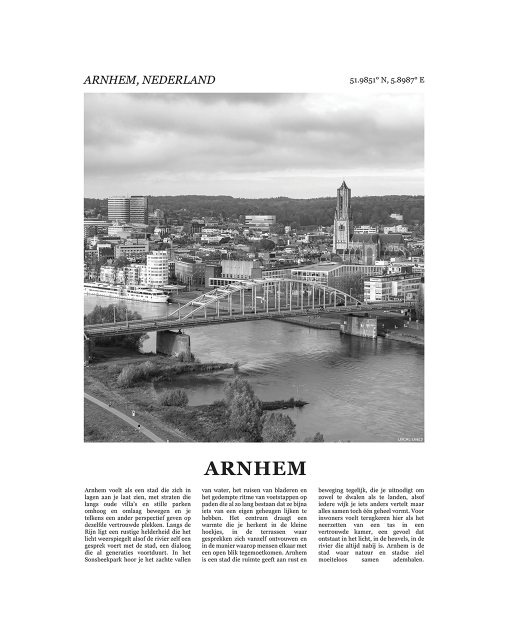 Arnhem Poster van Stad met Foto en Tekst Interieurdecoratie