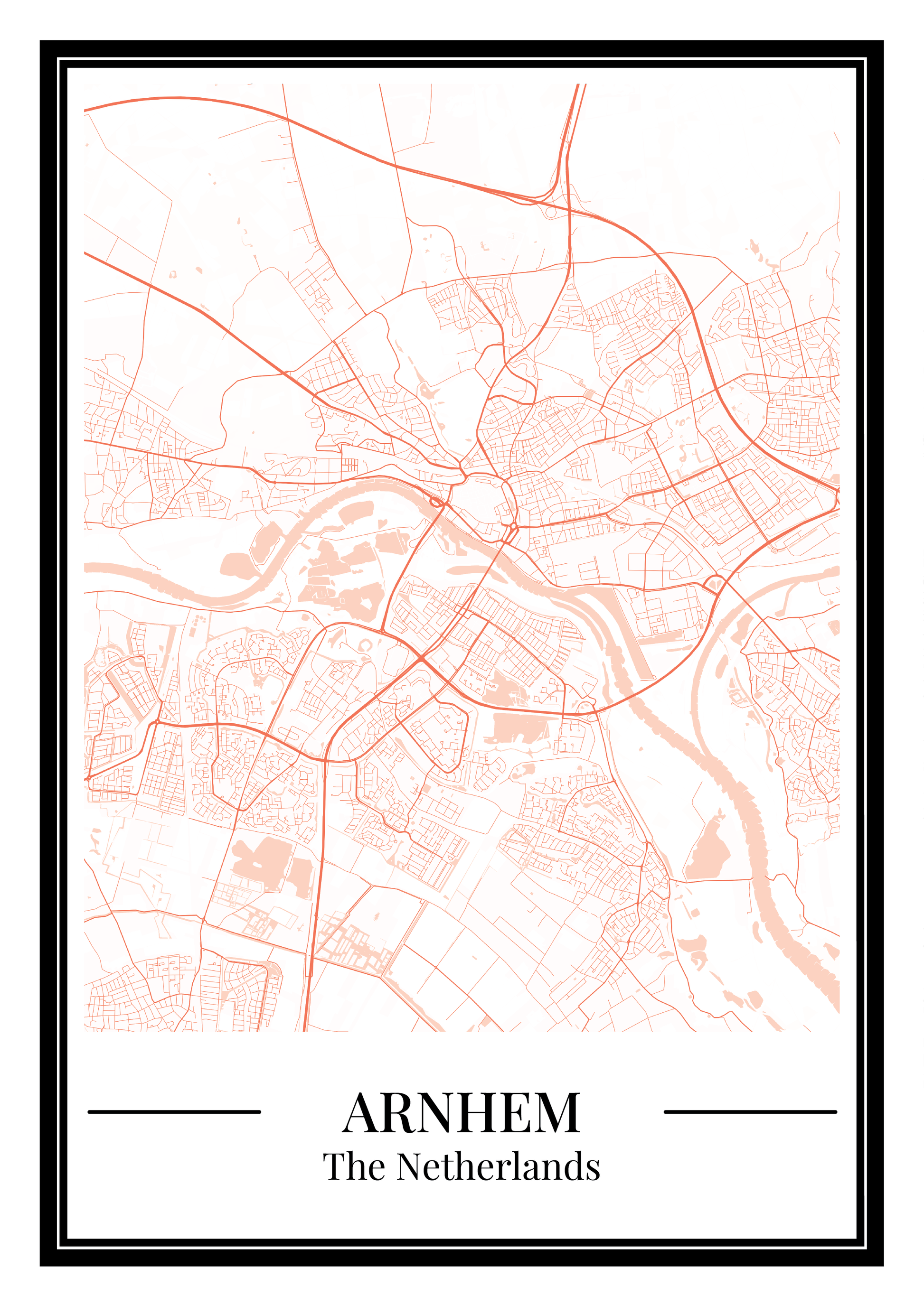 Poster Arnhem Stad | Oranje Plattegrond