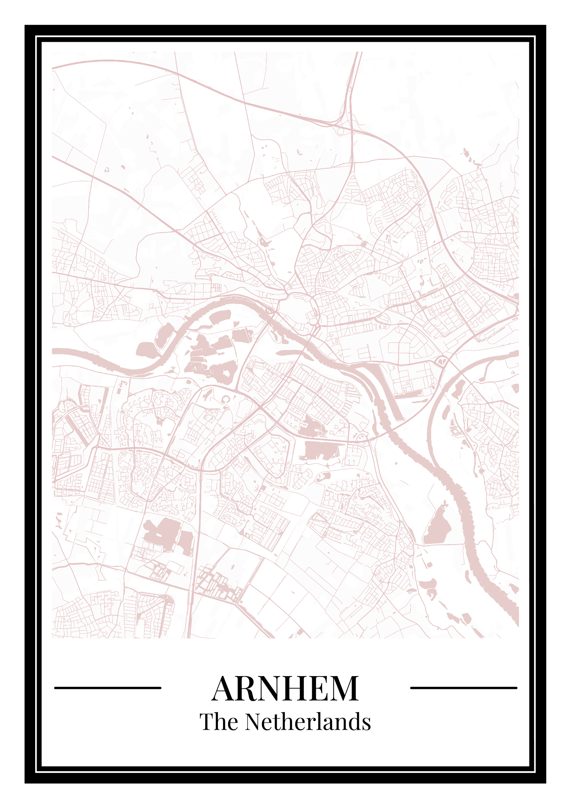 Poster Arnhem Stad | Roze Plattegrond