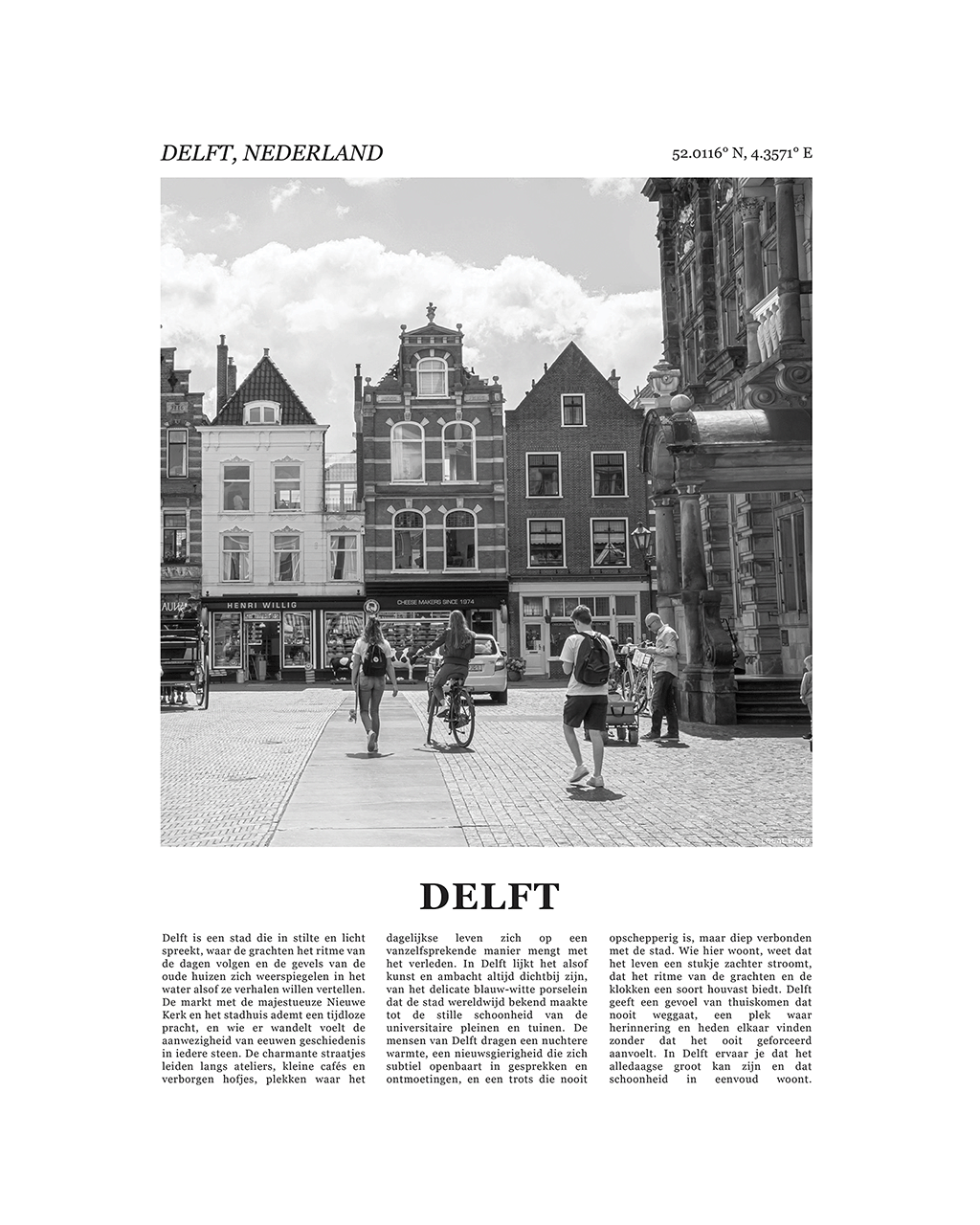 Delft Poster van Stad met Foto en Tekst Interieurdecoratie