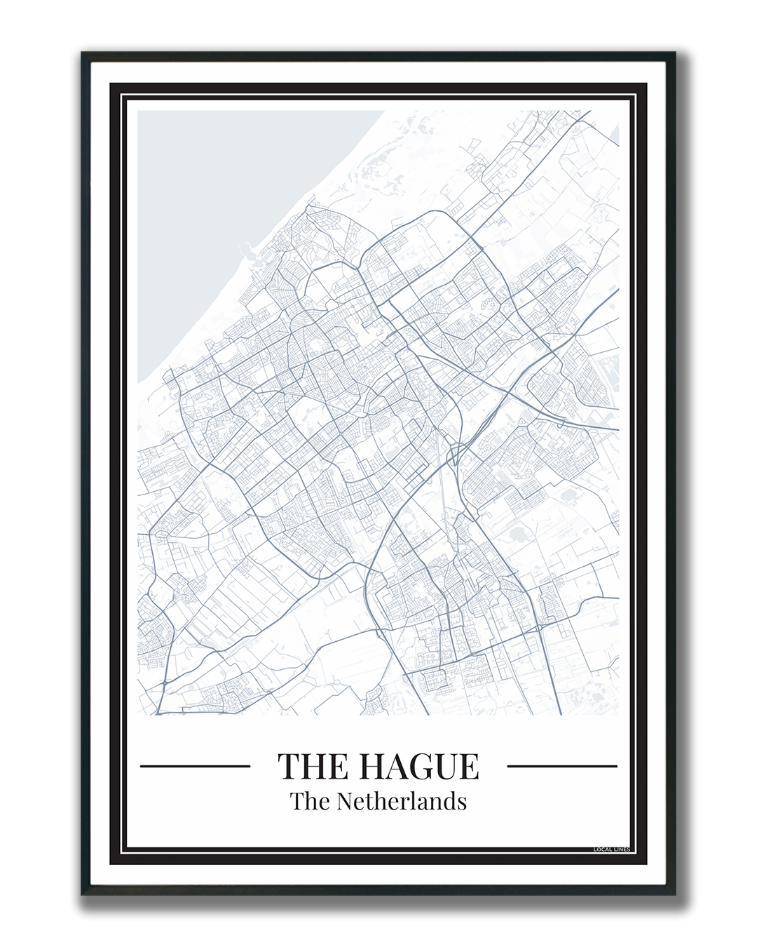 Poster Den Haag van Stadskaart Blauw