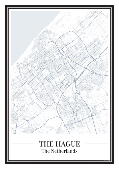 Poster Den Haag van Stadskaart Blauw