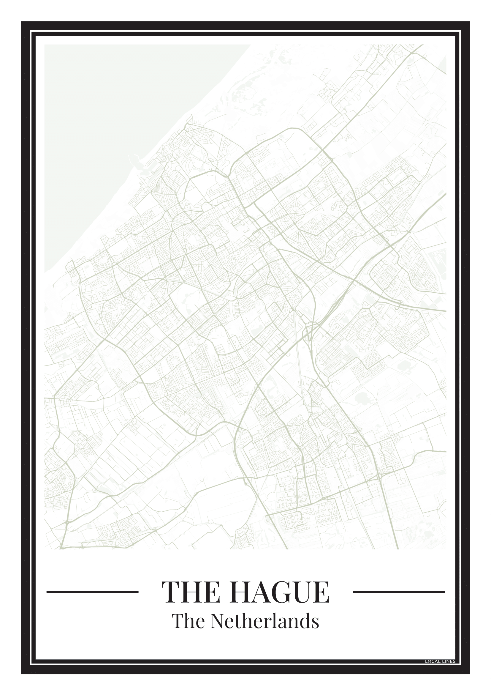 Poster Den Haag van Stadskaart in groen