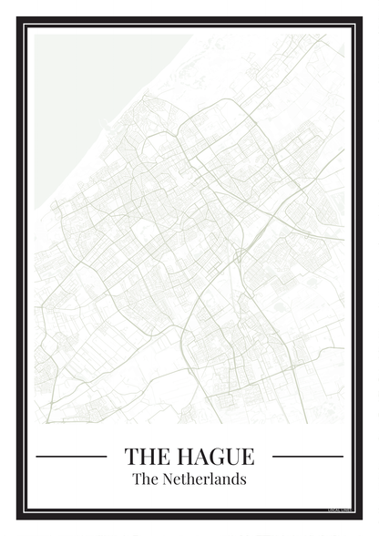 Poster Den Haag van Stadskaart in groen
